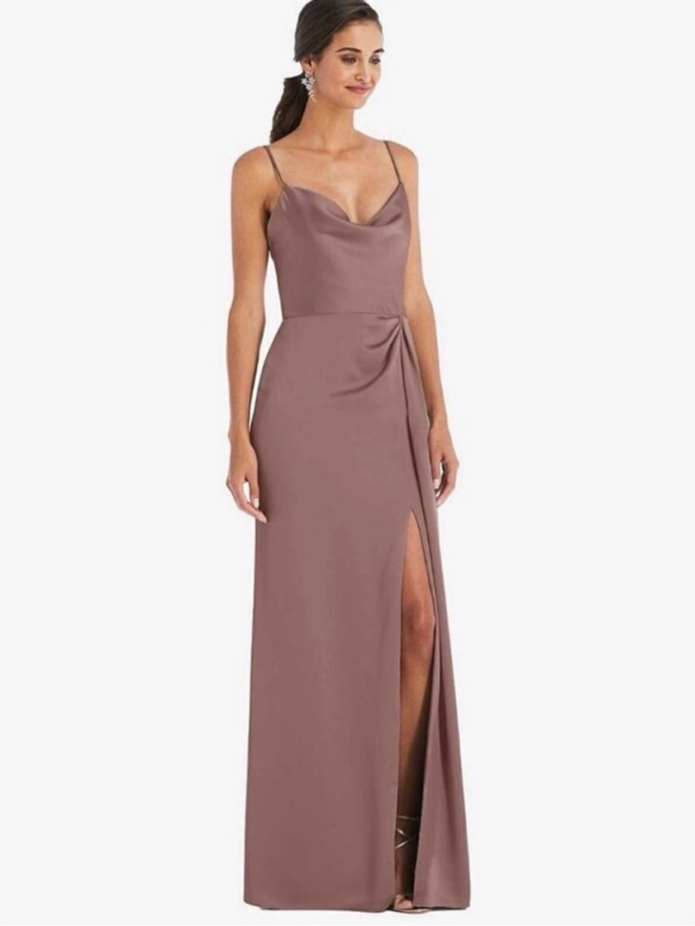 Dessy Collection sienna Satin Spaghetti Strap Gown Sz 6